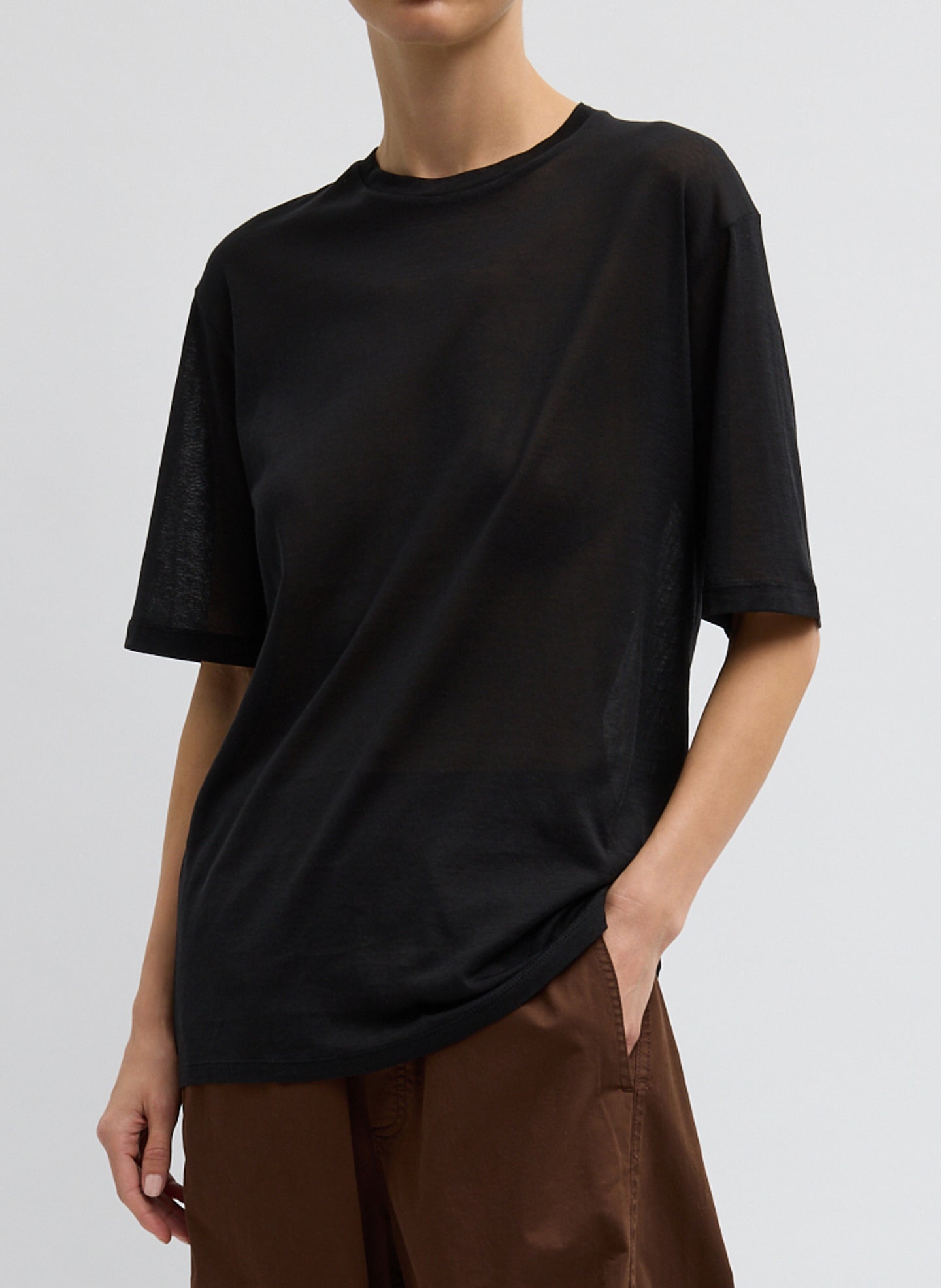Tibi Sheer Crepe Knit Mock Unisex T-Shirt