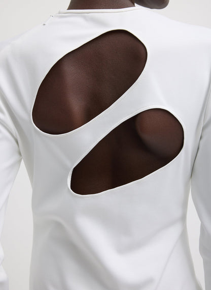 Tibi Compact Ultra Stretch Cut Out Back Top