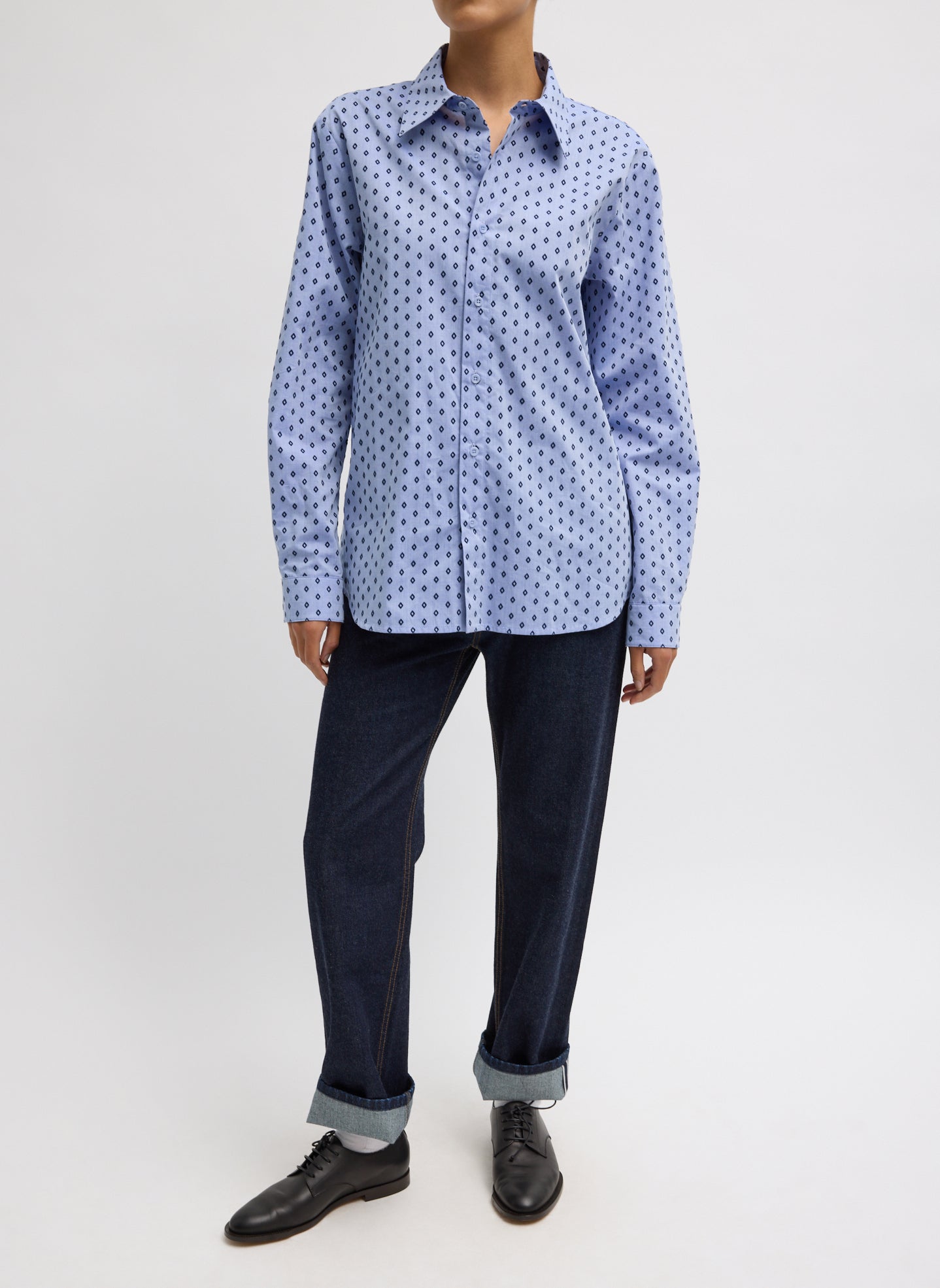Tibi Flocked Oxford Classic Men's Shirt
