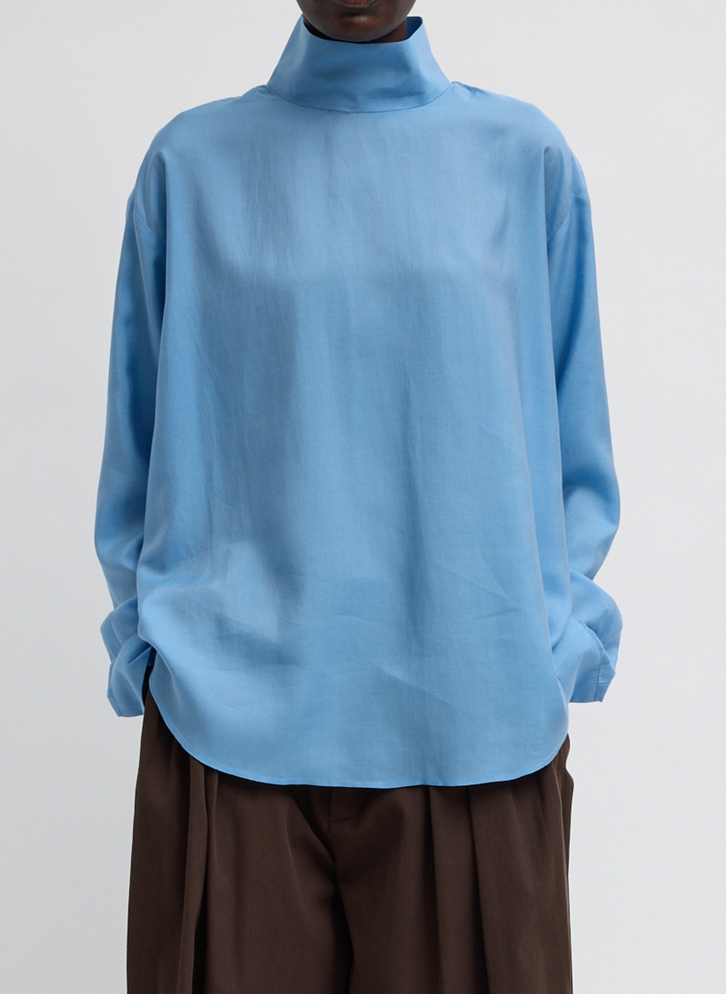 Tibi Ultra Light Silk Tencel Funnel Neck Shirt