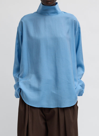 Tibi Ultra Light Silk Tencel Funnel Neck Shirt