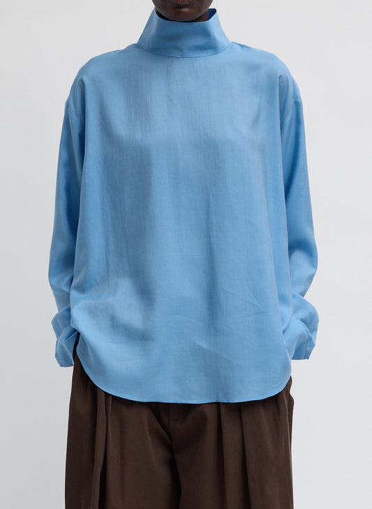Tibi Ultra Light Silk Tencel Funnel Neck Shirt