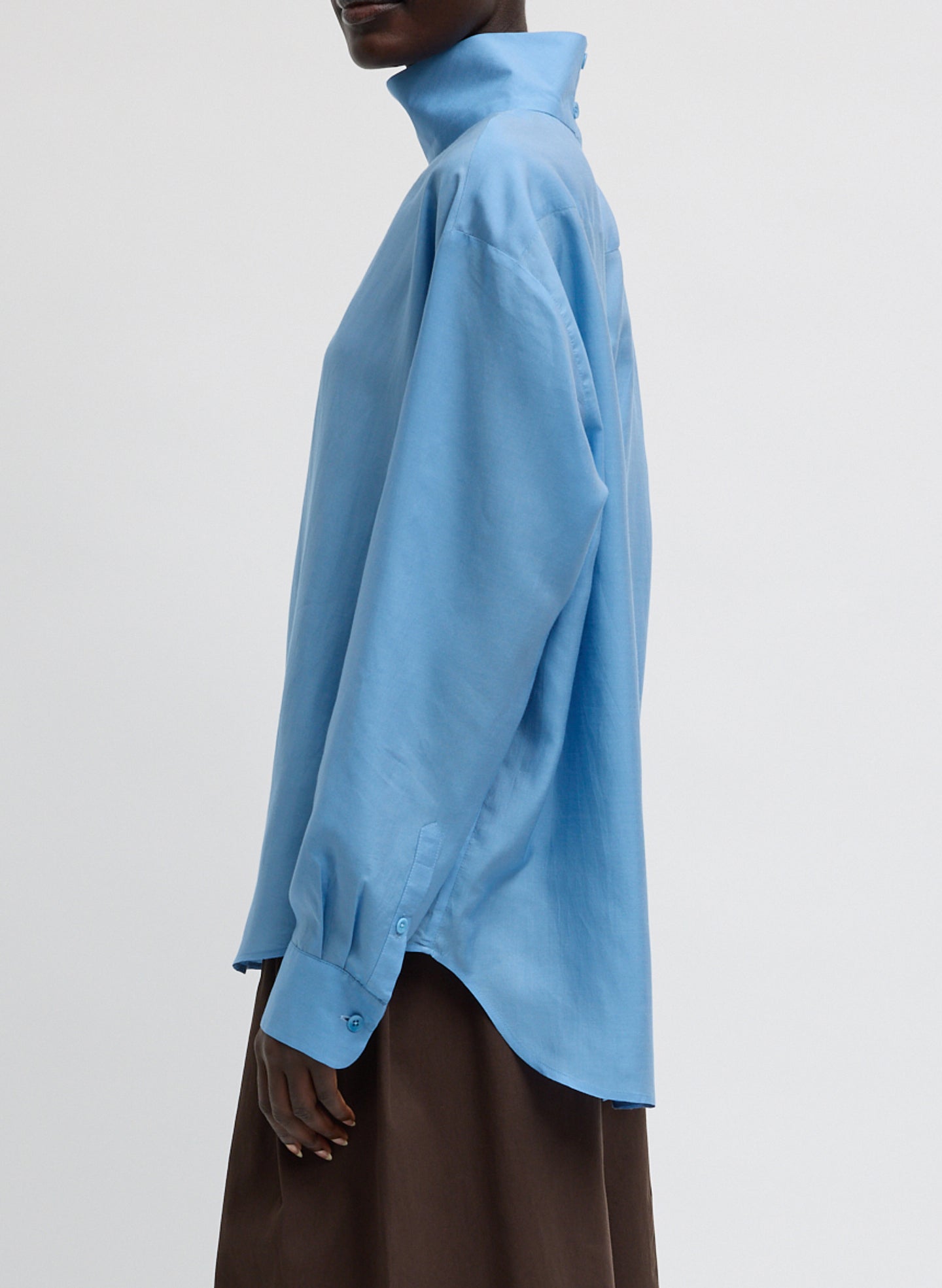 Tibi Ultra Light Silk Tencel Funnel Neck Shirt