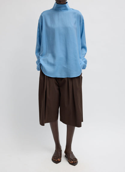 Tibi Ultra Light Silk Tencel Funnel Neck Shirt