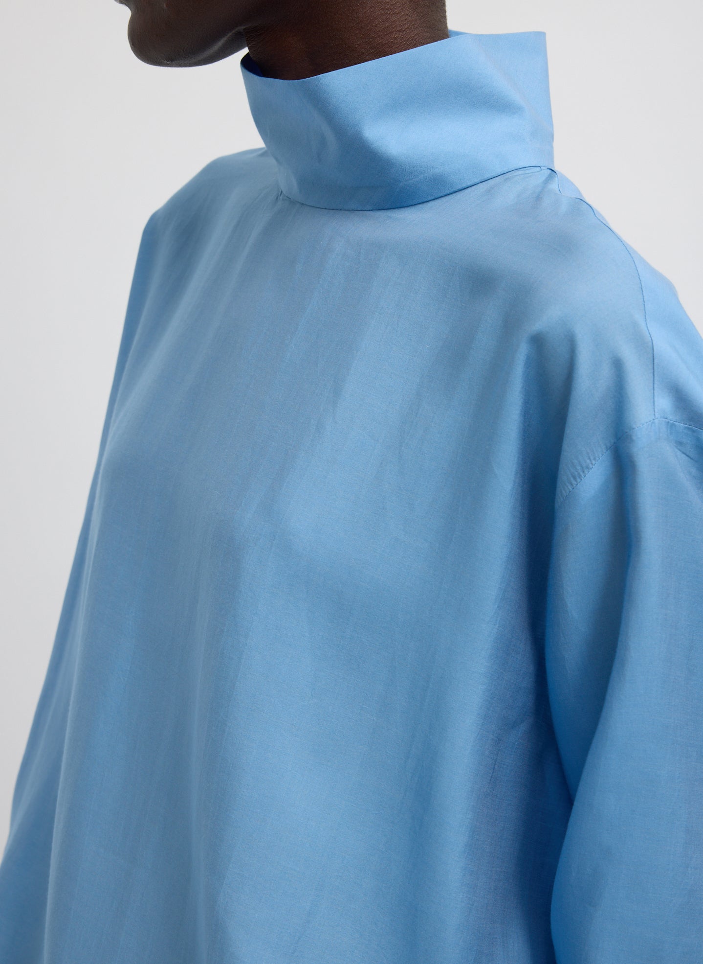Tibi Ultra Light Silk Tencel Funnel Neck Shirt