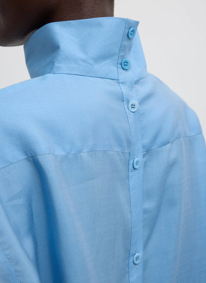 Tibi Ultra Light Silk Tencel Funnel Neck Shirt