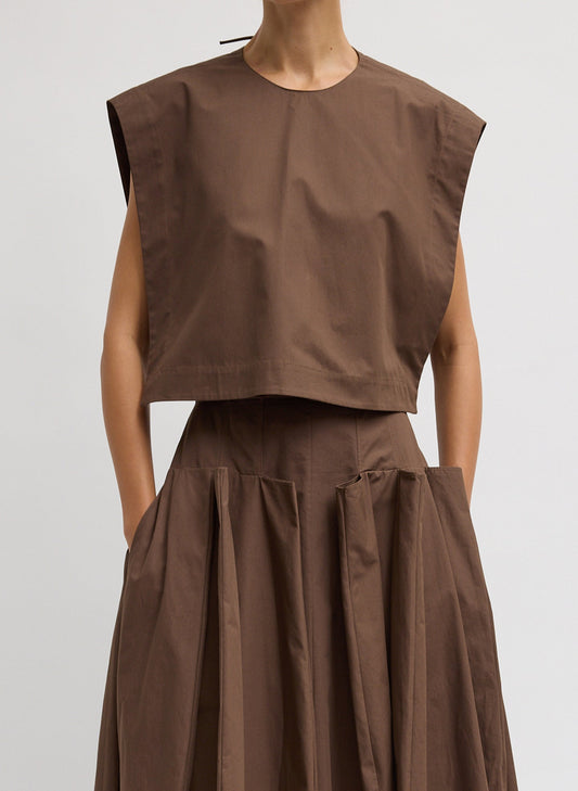 Tibi Compact Eco Poplin Cropped Square Top