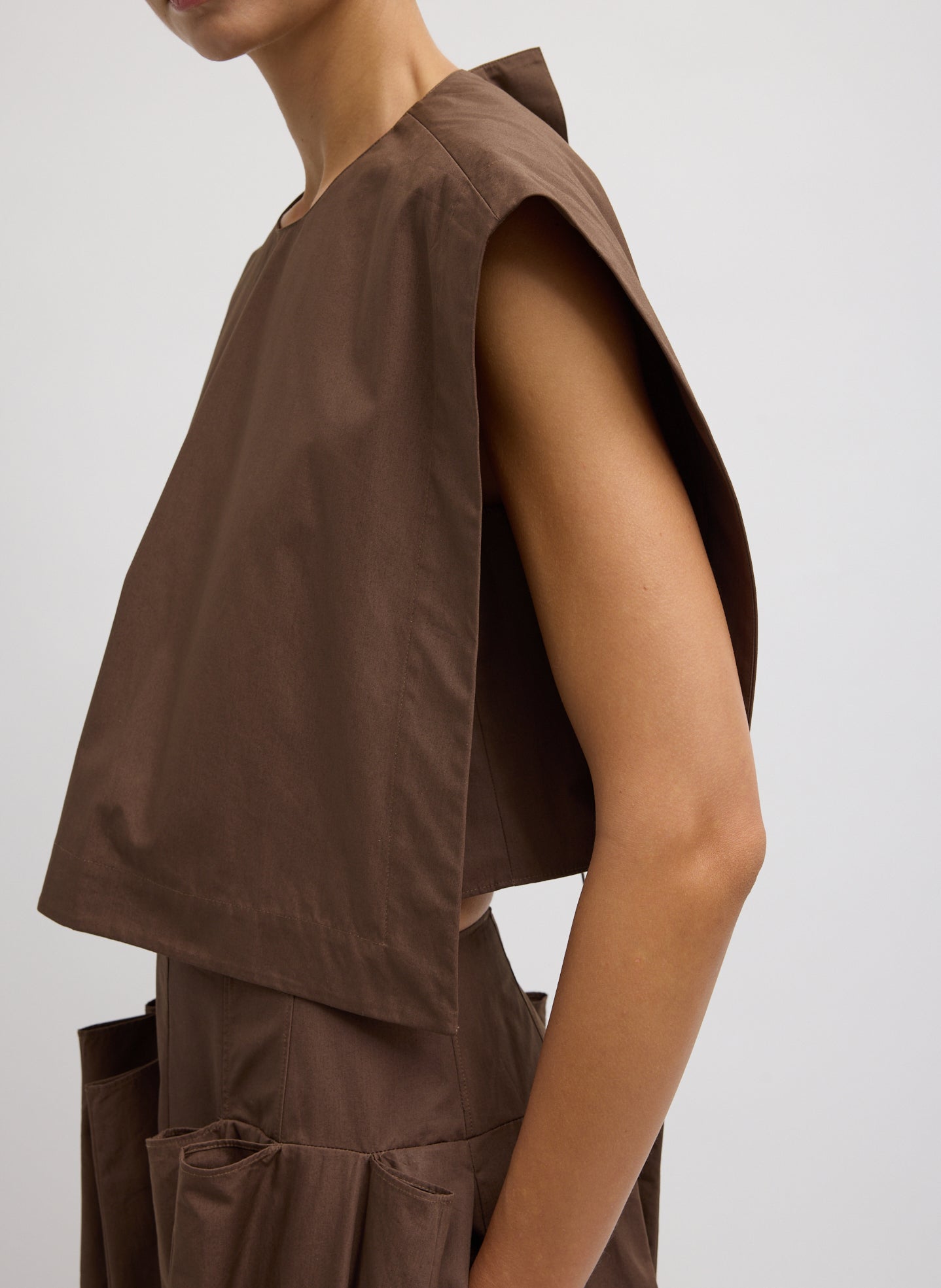 Tibi Compact Eco Poplin Cropped Square Top