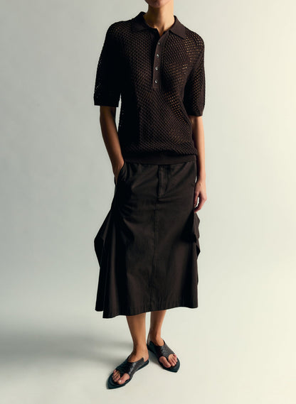 Tibi Crochet Netting Slim Polo