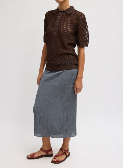 Tibi Crochet Netting Slim Polo