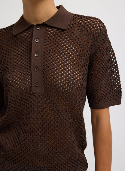 Tibi Crochet Netting Slim Polo
