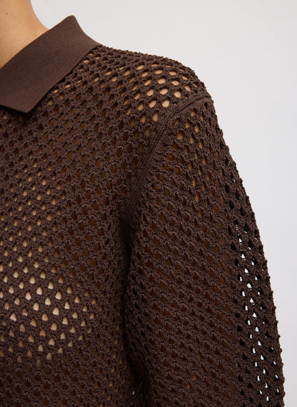 Tibi Crochet Netting Slim Polo