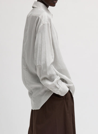 Tibi Ultra Light Silk Tencel Striped Pintucked Shirt