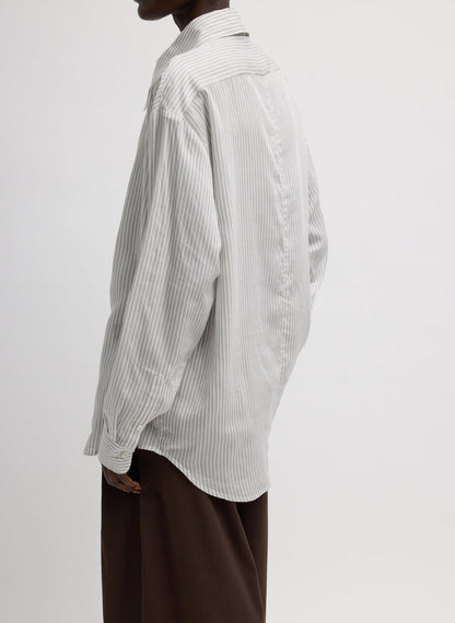 Tibi Ultra Light Silk Tencel Striped Pintucked Shirt