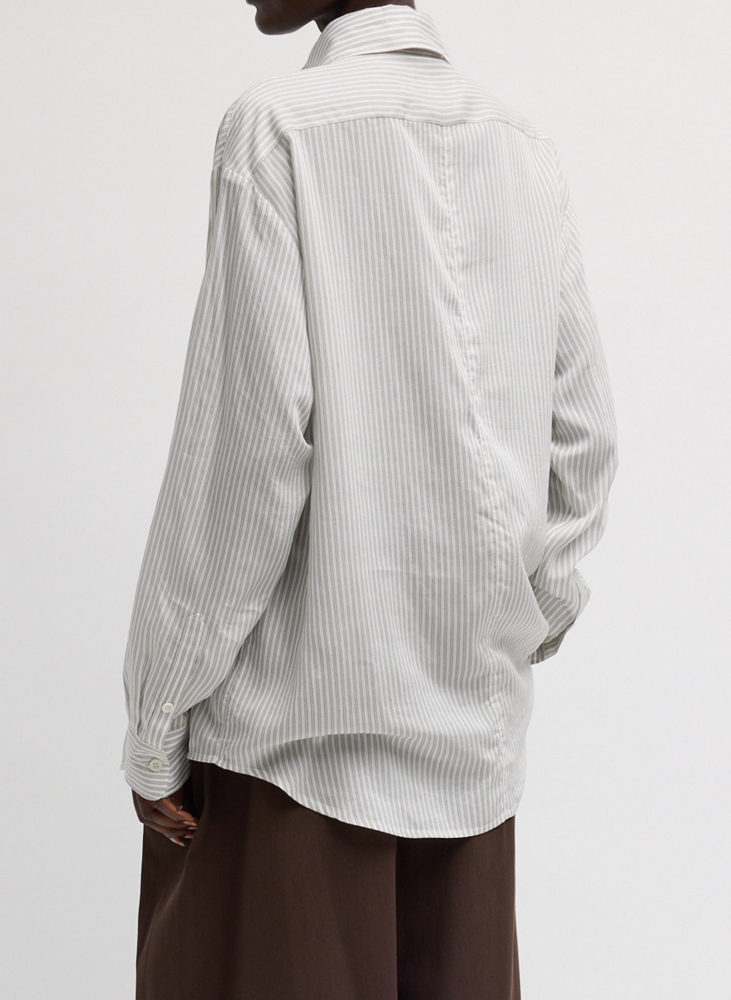 Tibi Ultra Light Silk Tencel Striped Pintucked Shirt