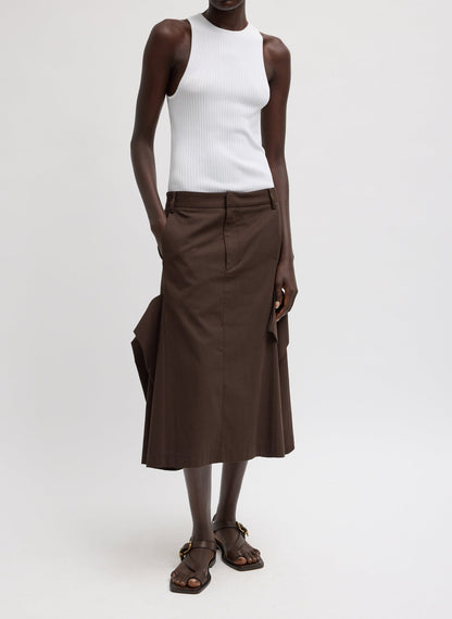 Tibi Luxe Spring Twill Tucked Pleat Skirt