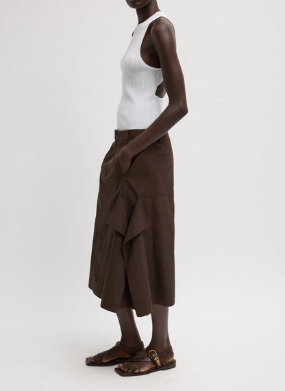 Tibi Luxe Spring Twill Tucked Pleat Skirt