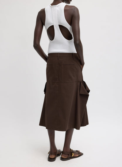 Tibi Luxe Spring Twill Tucked Pleat Skirt