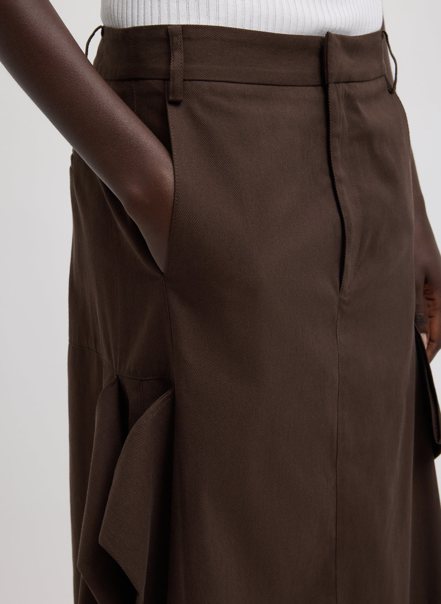 Tibi Luxe Spring Twill Tucked Pleat Skirt