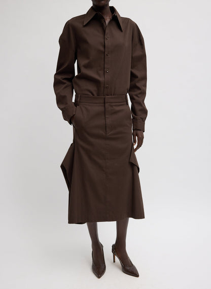 Tibi Luxe Spring Twill Tucked Pleat Skirt