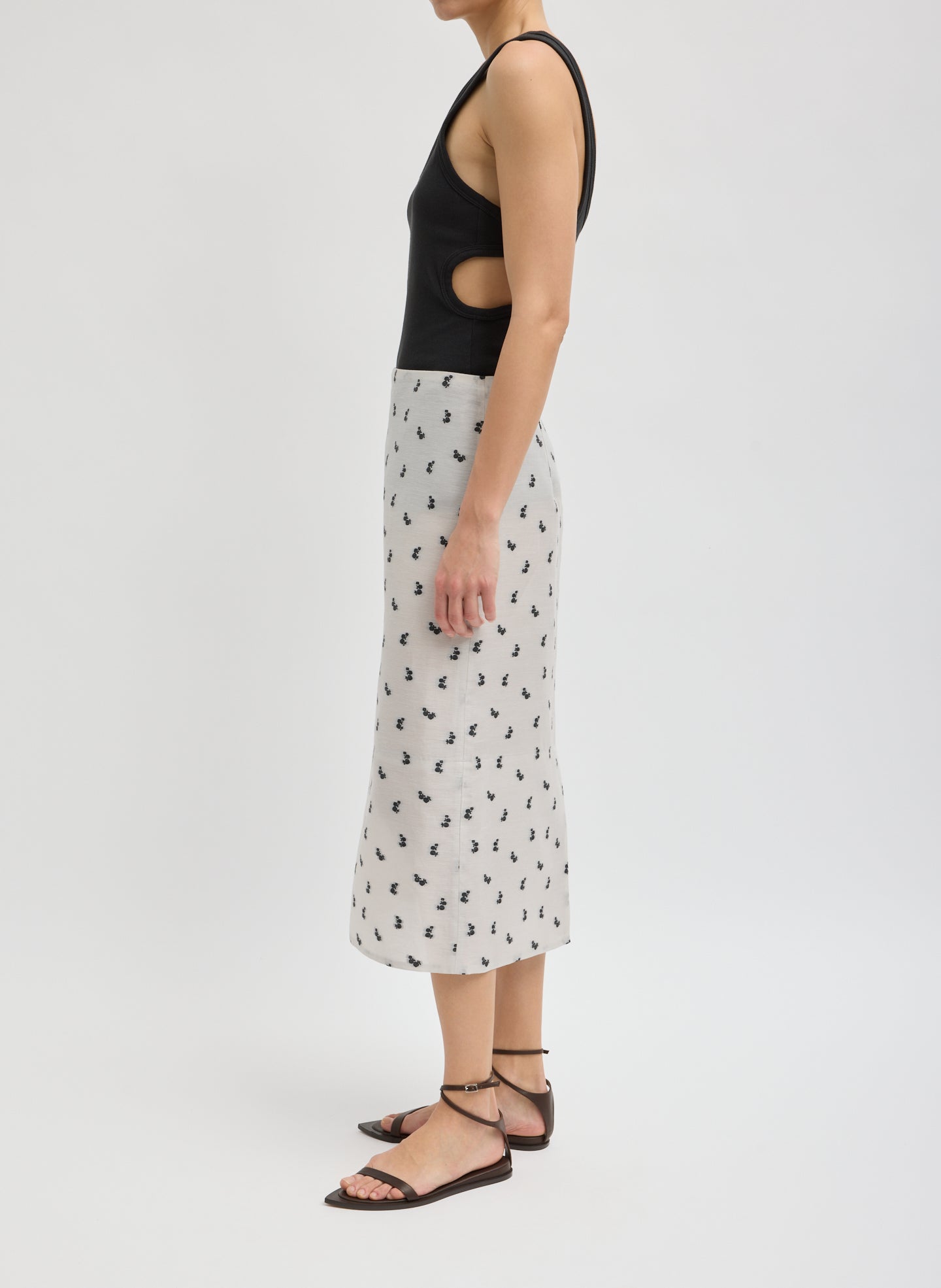 Tibi Silk Gazar Jacquard Pencil Skirt