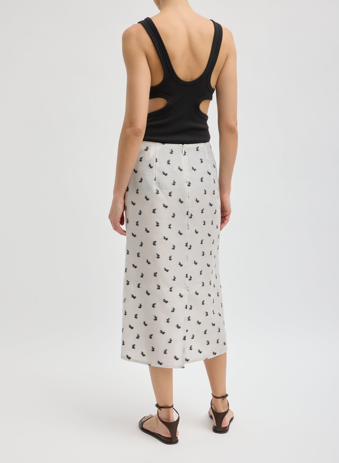 Tibi Silk Gazar Jacquard Pencil Skirt