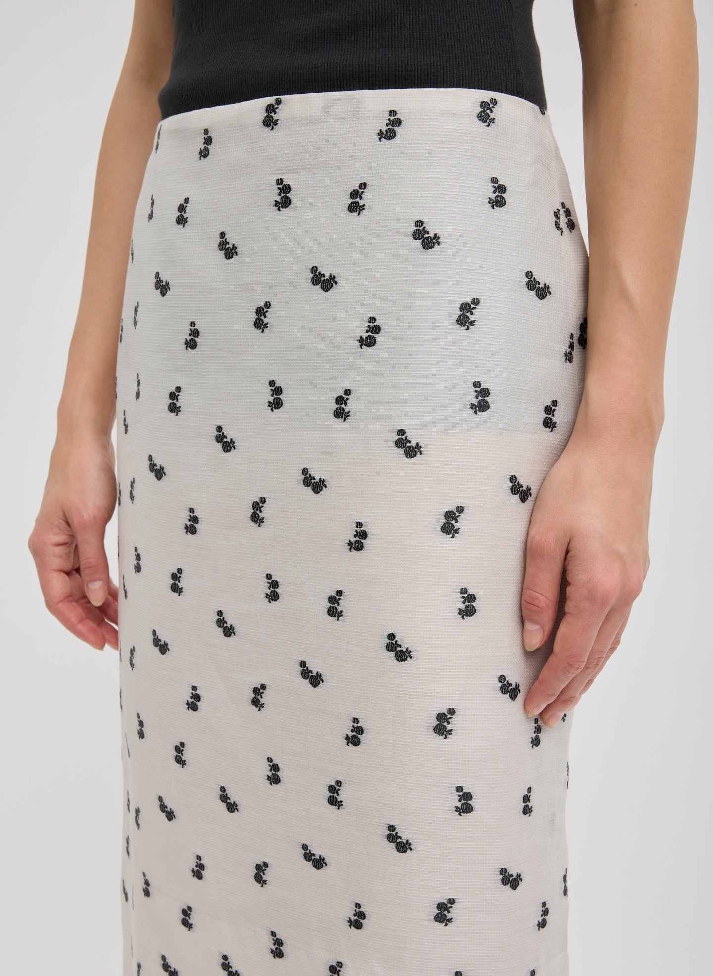 Tibi Silk Gazar Jacquard Pencil Skirt