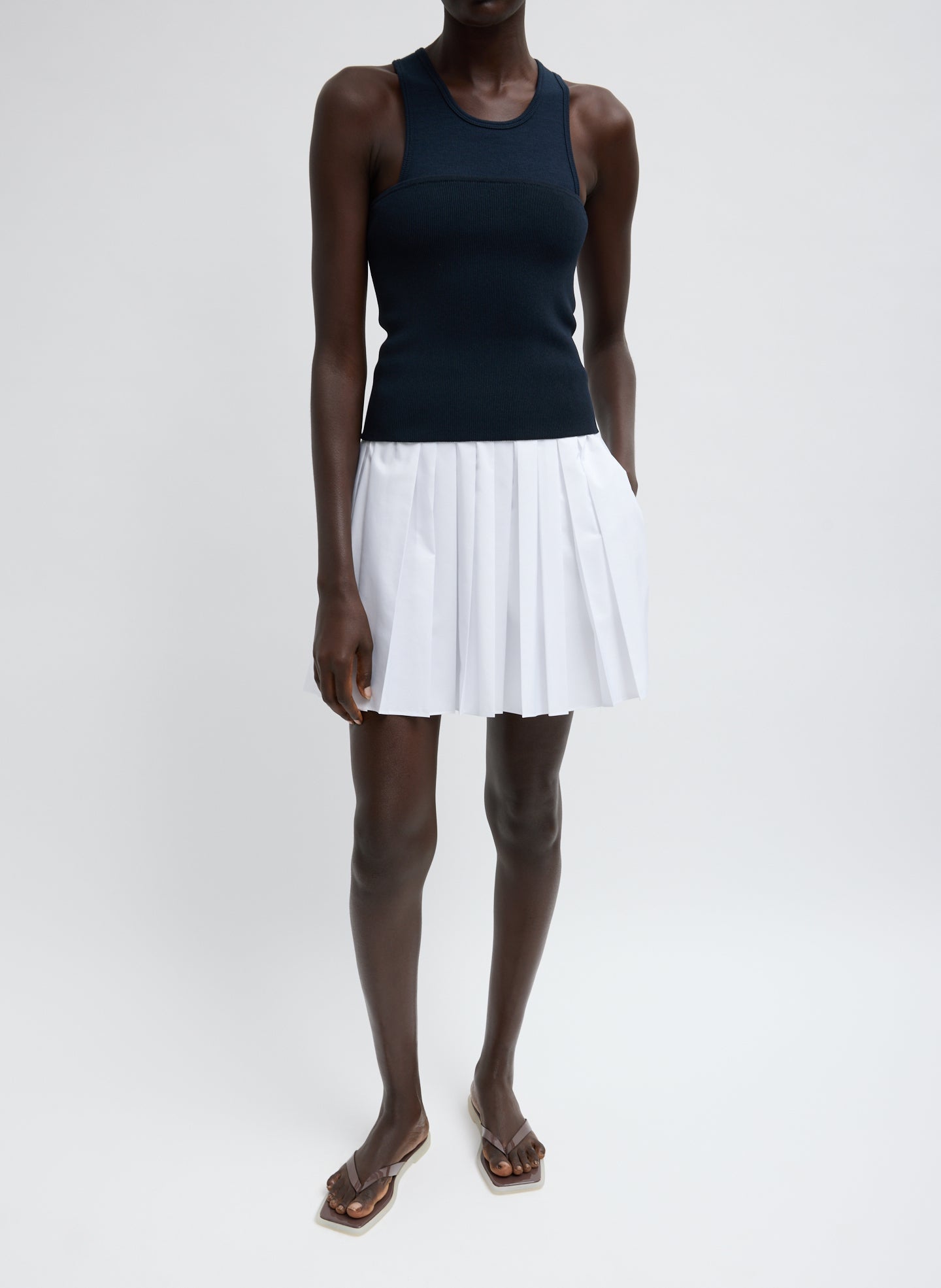 Tibi Summer Nylon Pull On Mini Skirt