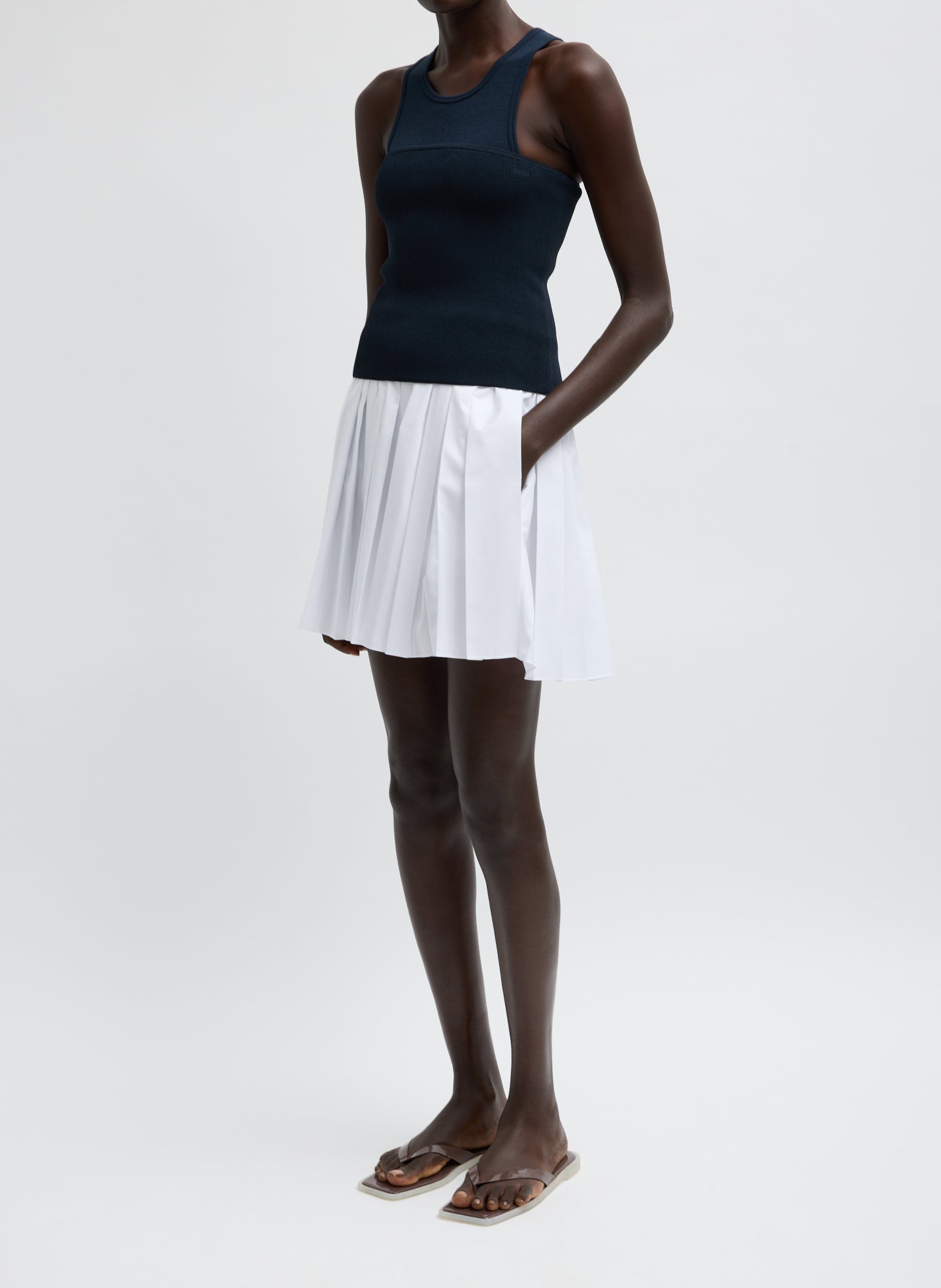 Tibi Summer Nylon Pull On Mini Skirt