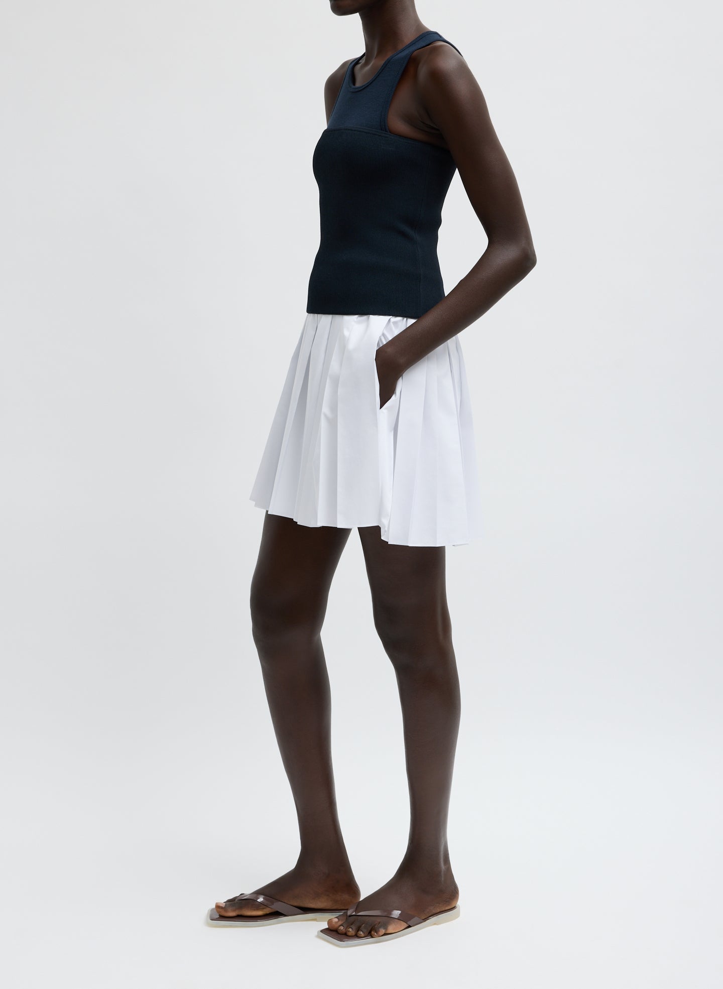 Tibi Summer Nylon Pull On Mini Skirt