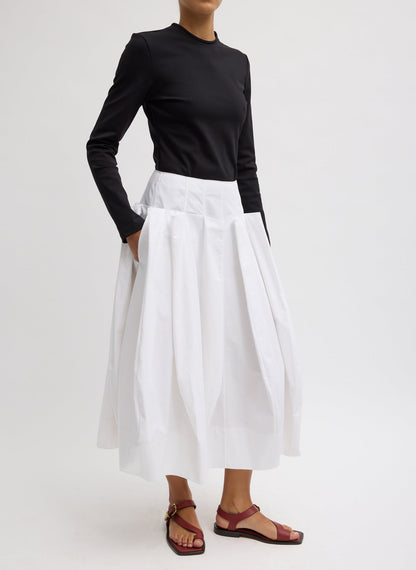 Tibi Compact Eco Poplin Pinched Pleat Full Skirt