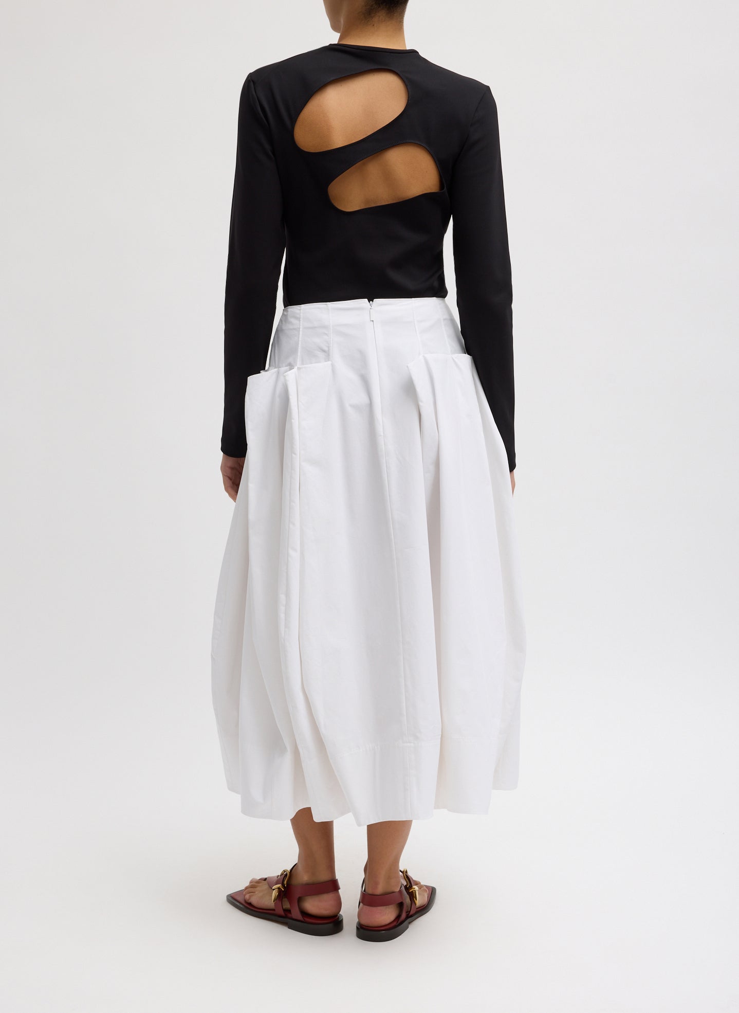 Tibi Compact Eco Poplin Pinched Pleat Full Skirt