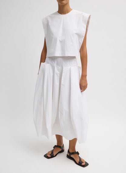 Tibi Compact Eco Poplin Pinched Pleat Full Skirt