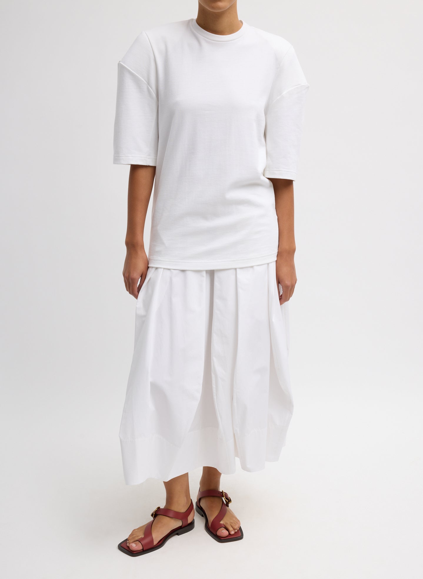Tibi Compact Eco Poplin Pinched Pleat Full Skirt
