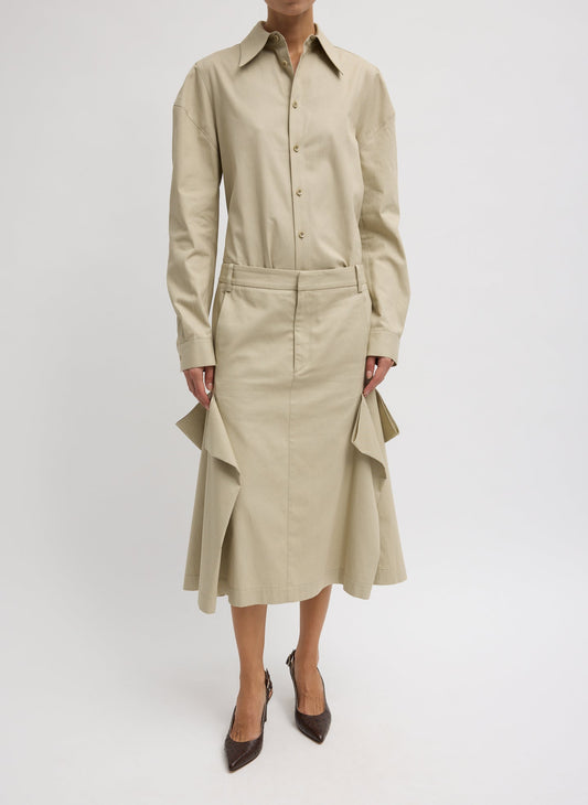 Tibi Luxe Spring Twill Tucked Pleat Skirt
