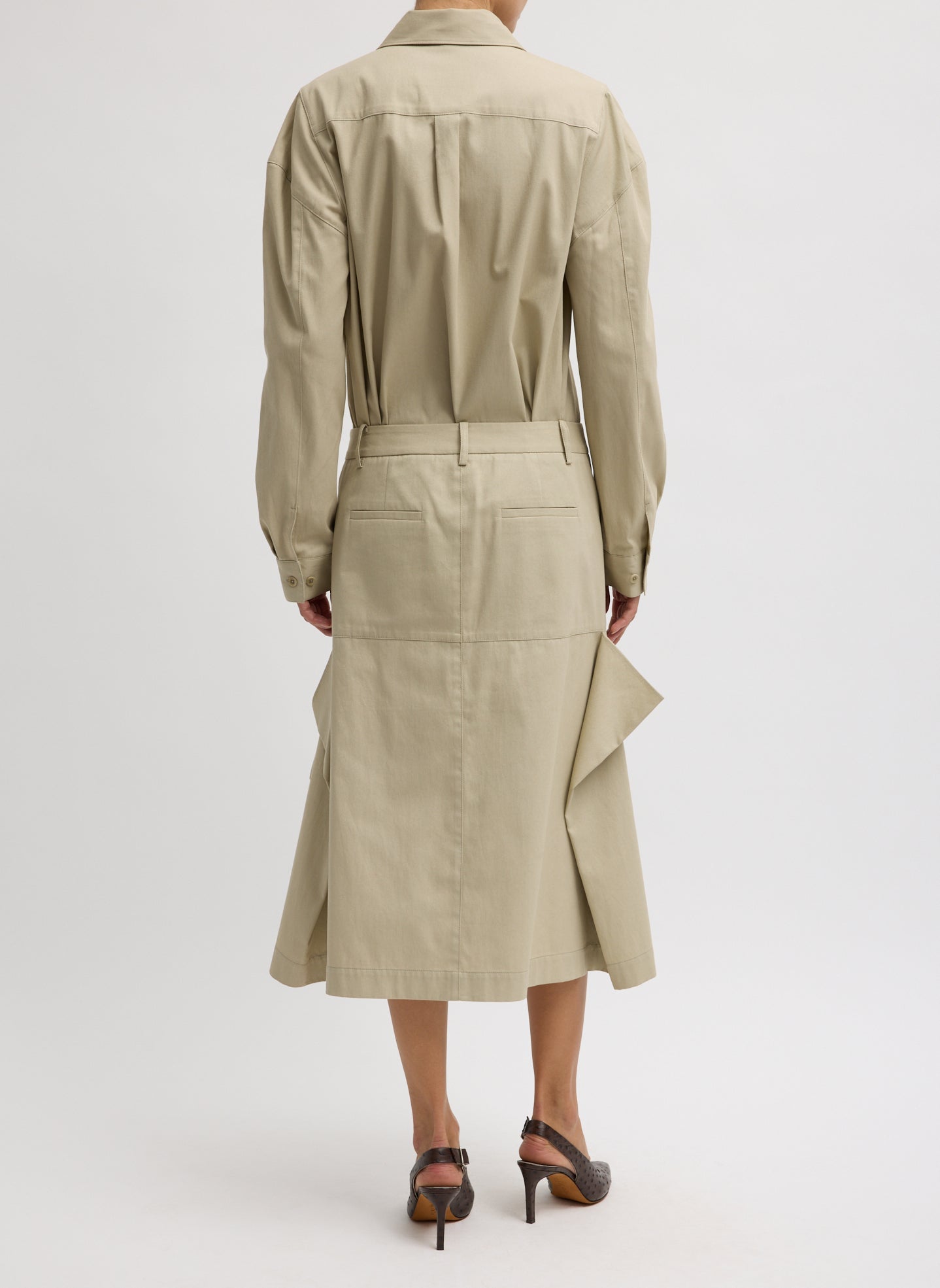 Tibi Luxe Spring Twill Tucked Pleat Skirt