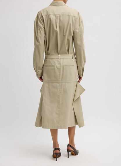 Tibi Luxe Spring Twill Tucked Pleat Skirt