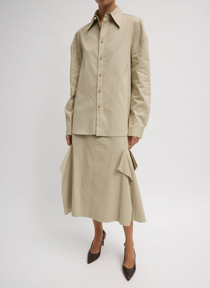 Tibi Luxe Spring Twill Tucked Pleat Skirt