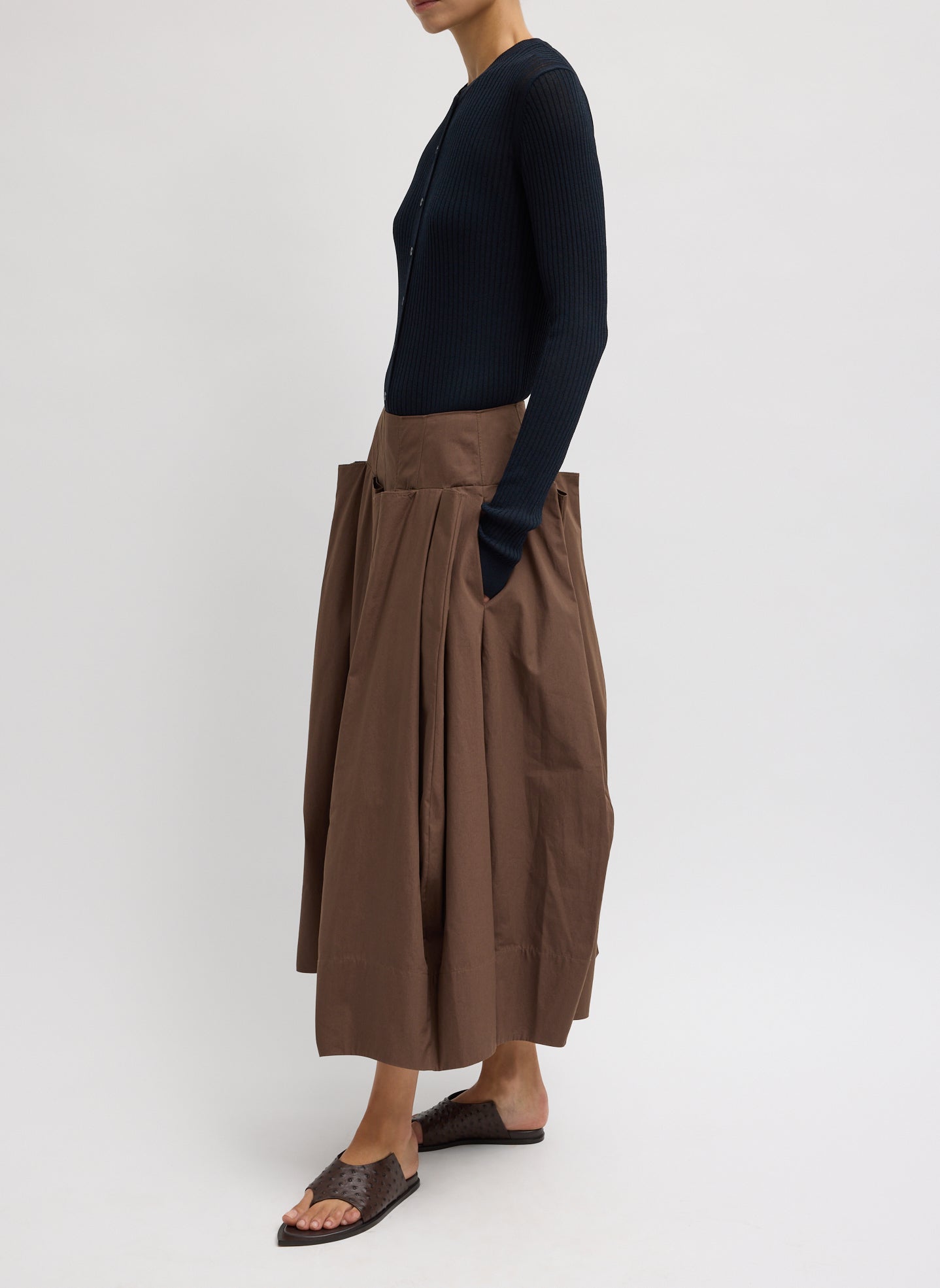 Tibi Compact Eco Poplin Pinched Pleat Full Skirt