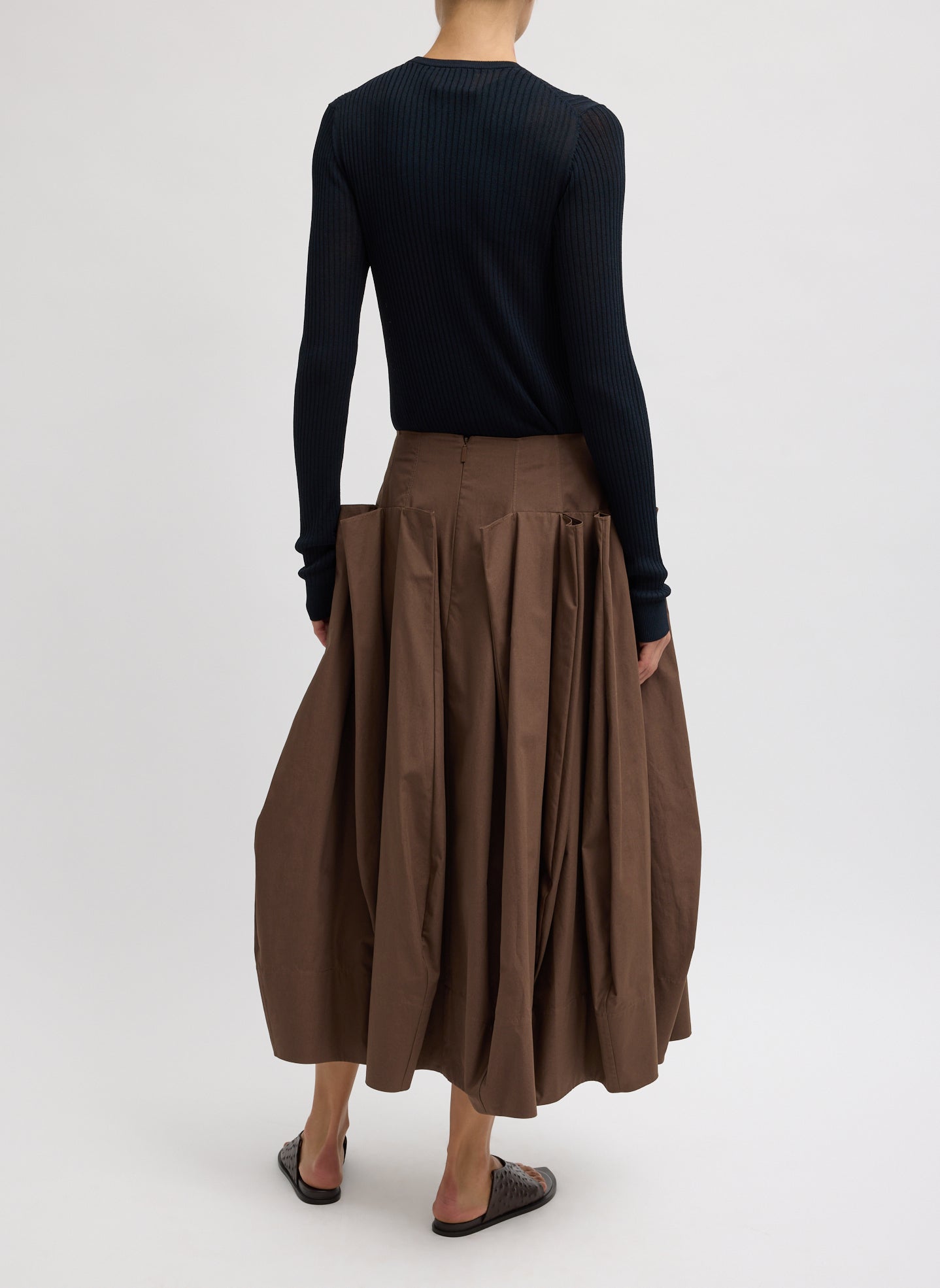 Tibi Compact Eco Poplin Pinched Pleat Full Skirt