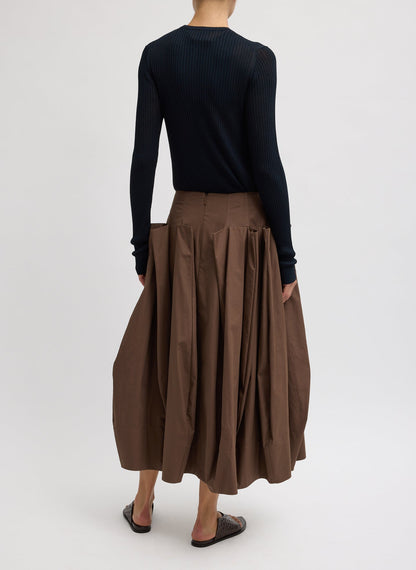 Tibi Compact Eco Poplin Pinched Pleat Full Skirt