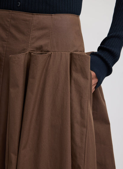Tibi Compact Eco Poplin Pinched Pleat Full Skirt