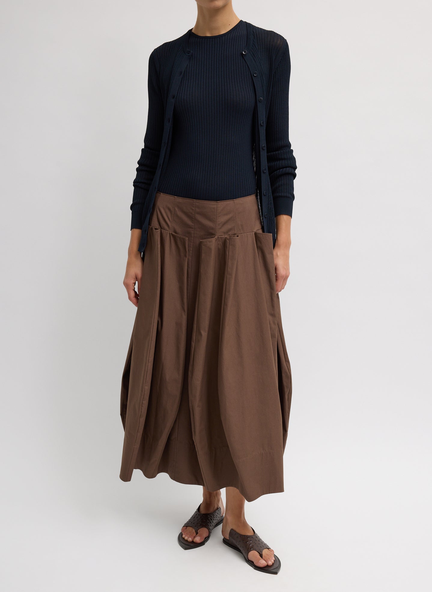 Tibi Compact Eco Poplin Pinched Pleat Full Skirt