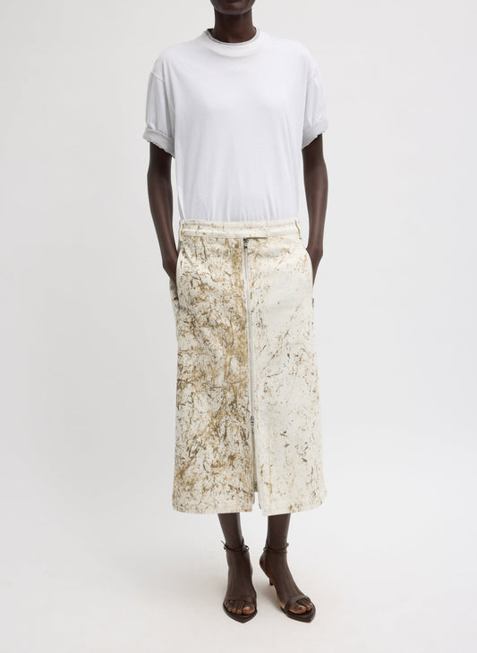Tibi Calcimin Denim Midi Trouser Zip Skirt