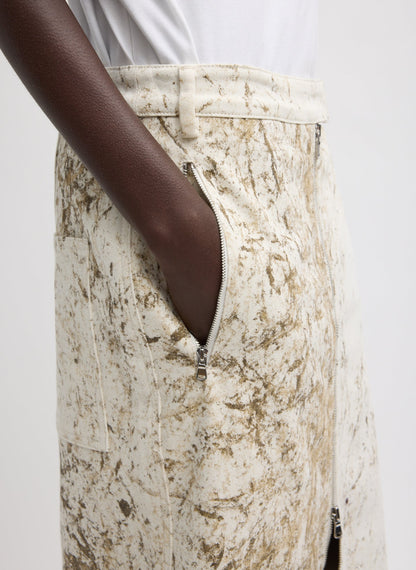 Tibi Calcimin Denim Midi Trouser Zip Skirt
