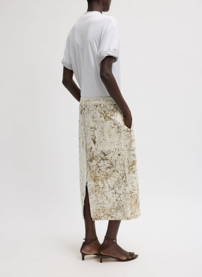 Tibi Calcimin Denim Midi Trouser Zip Skirt
