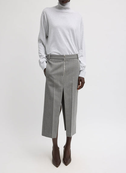 Tibi Structured Wool Zip Front Midi Trouser Skirt