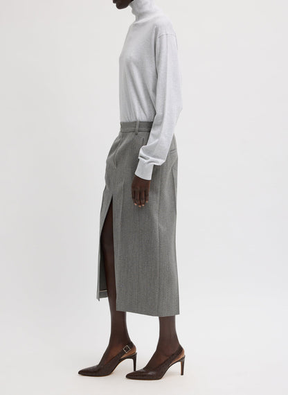 Tibi Structured Wool Zip Front Midi Trouser Skirt