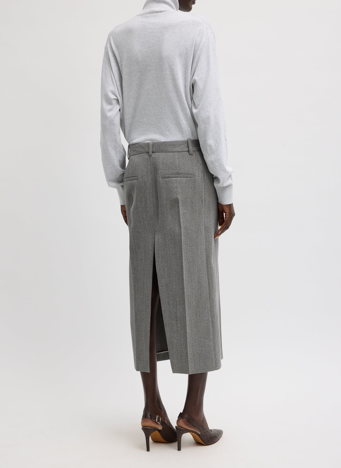 Tibi Structured Wool Zip Front Midi Trouser Skirt