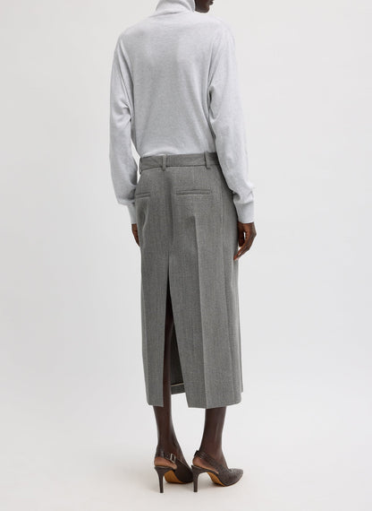 Tibi Structured Wool Zip Front Midi Trouser Skirt